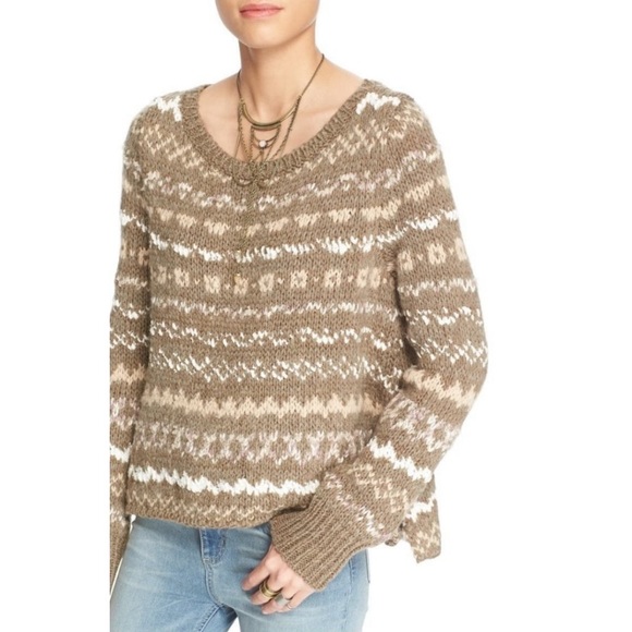 Free People Sweaters - Free People Nordic Stripe cropped swing sweater
